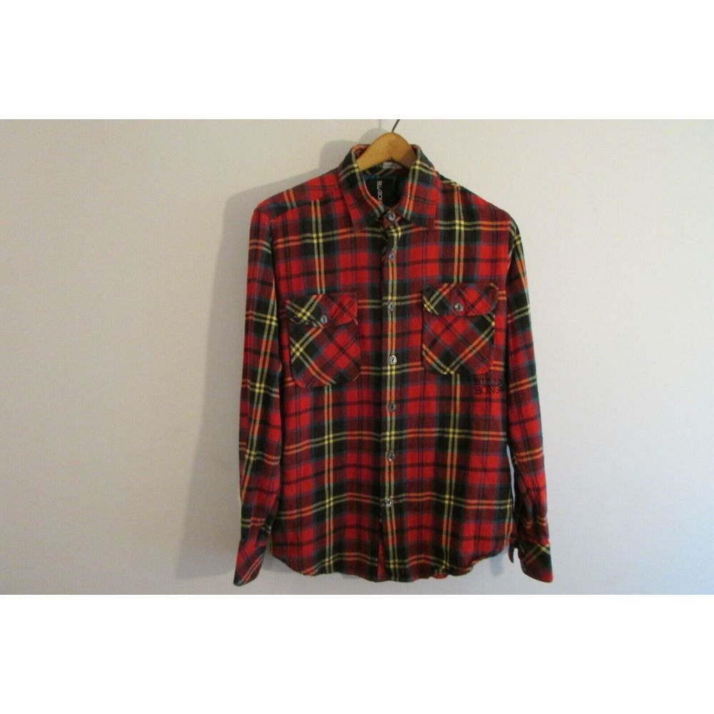 BILLABONG MEN'S LONG SLEEVE BUTTON UP PLAID FLANNEL SHIRT RED MEDIUM